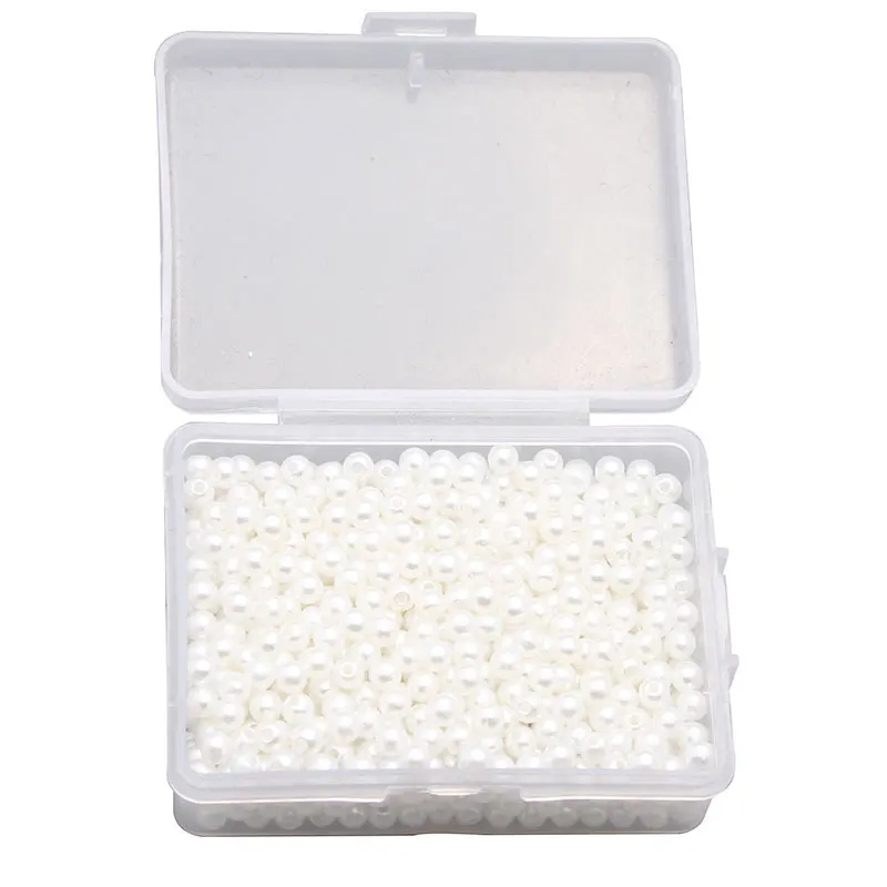 White 500 шт 4 мм Разноцветные ABS круглые жемчужные бусины с дырочками DIY сумки для одежды украшения для шитья скрапбукинга материалы для рукоделия LX148 - Цвет: White