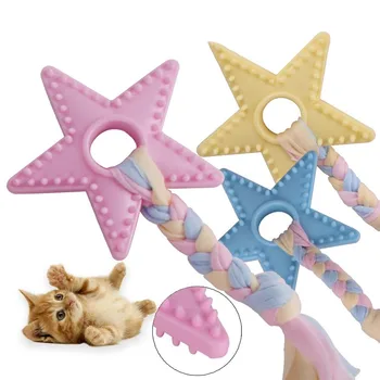 

Puppy Chew Toys Dog Durable Teething Chew Toy with Rope for Small Dogs Star Shape Rubber Biting Rope for Dog Training Toy