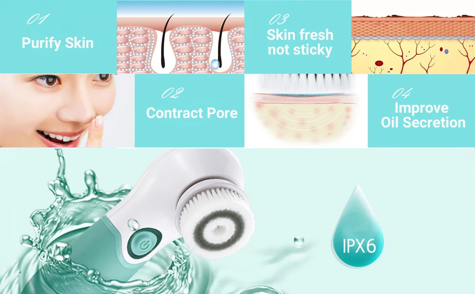 Cabeça de Escova de Rotação Dispositivo de Limpeza de Cara de Duas Conjunto com 3 Touchbeauty Impermeável Escova Facial Limpeza Profunda Diferente Velocidades Tb-14838 8 diferente, dispositivo de limpeza de cara de duas velocidades tb-14838