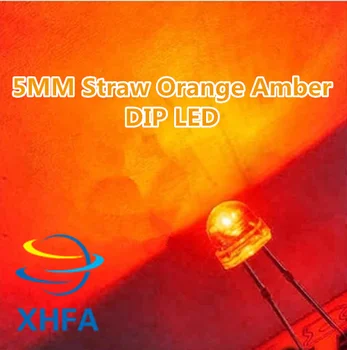 

200pcs 5mm Water Clear Straw Hat Orange Amber LED Diode Light Super Bright Wide Angle 5 mm Light-Emitting Diode LED Lamp