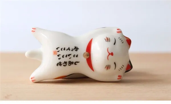 Plutus Lucky Wealth Cats Ceramic Chopsticks Rest Stand Rack Fruit Plate 6pcs - 10