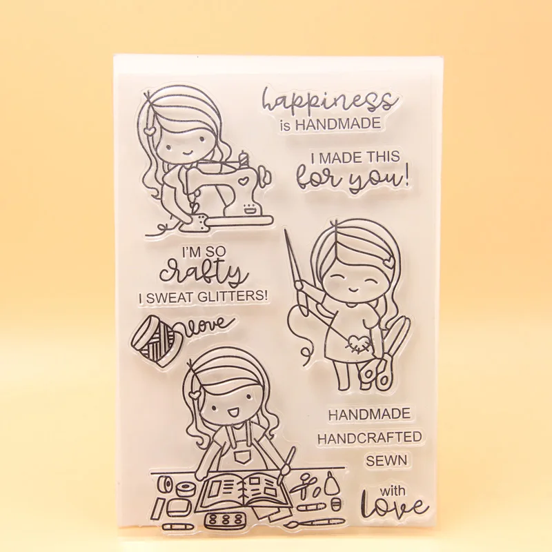 KLJUYP HAPPINESS IS HANDMADE Clear Stamps бумага для скрапбукинга|Штампики| |