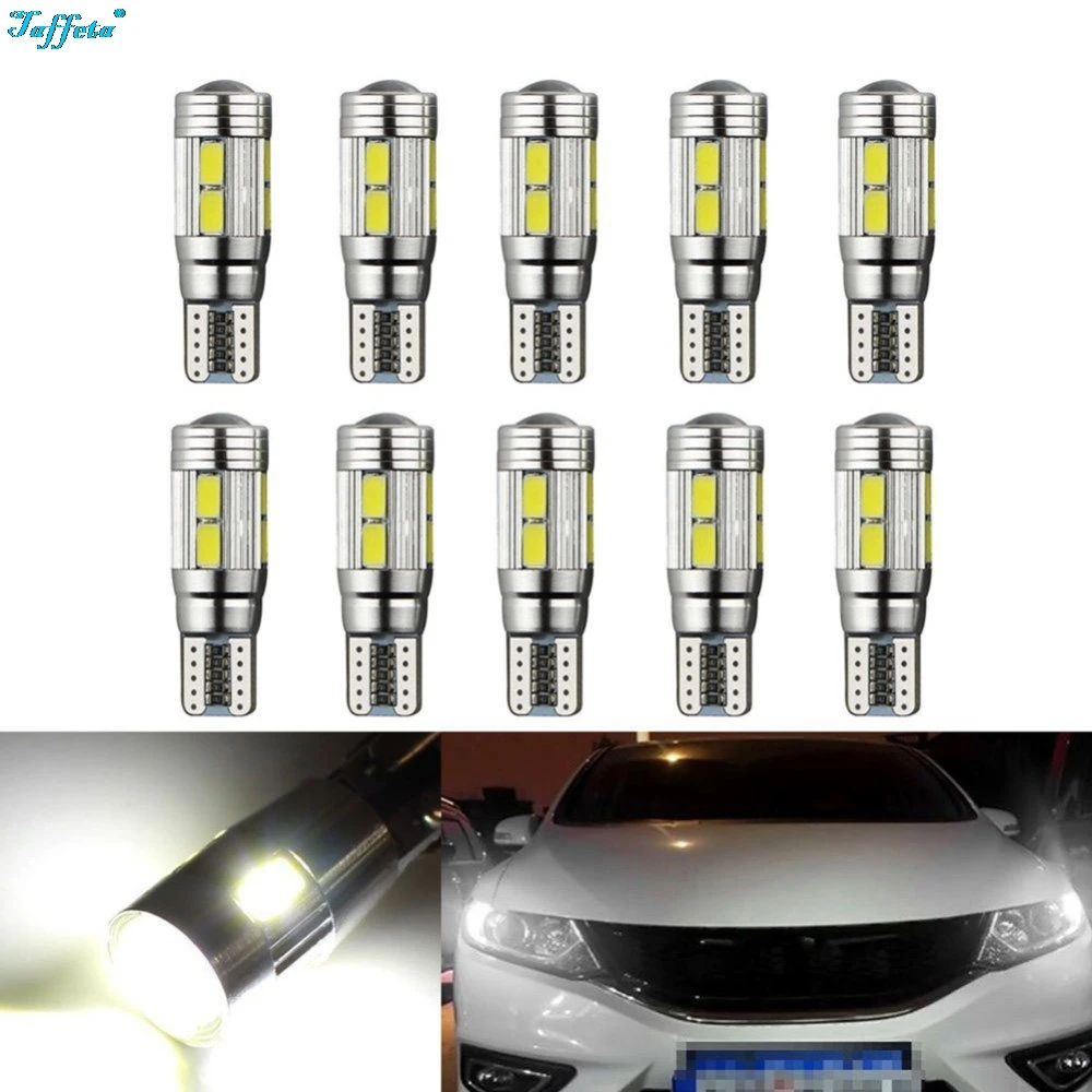 

10PCS X T10 W5W 194 168 2825 10SMD 5630 White LED Canbus Error Free LED Replacement Light Bulbs Interior Side Wedge Light Bulb