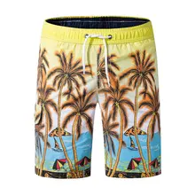 Летние пляжные мужские шорты с кокосовым деревом Гавайские пляжные мужские шорты Бермуды для плавания быстросохнущие повседневные хлопковые мужские шорты s
