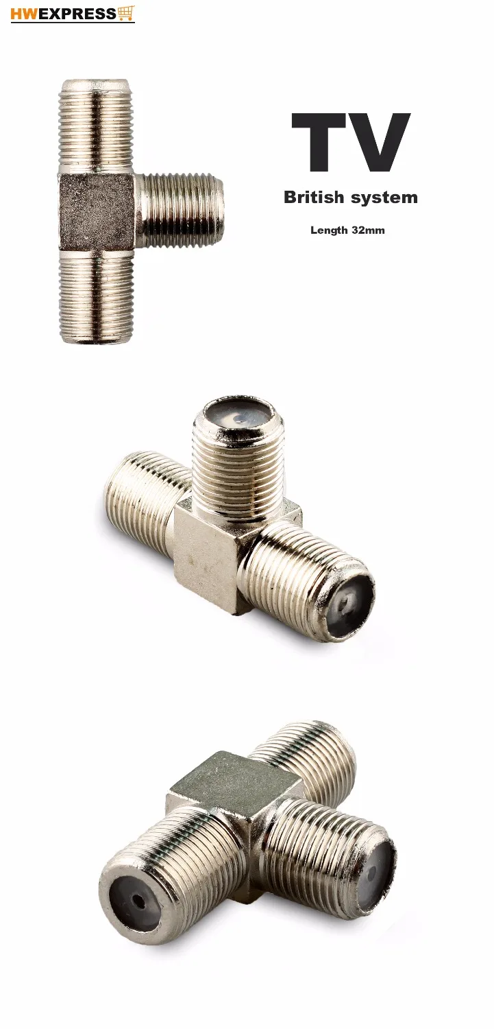 10 PCS Inch F Tee Communication Equipment Cable TV Joint Cable Connector One Point Two