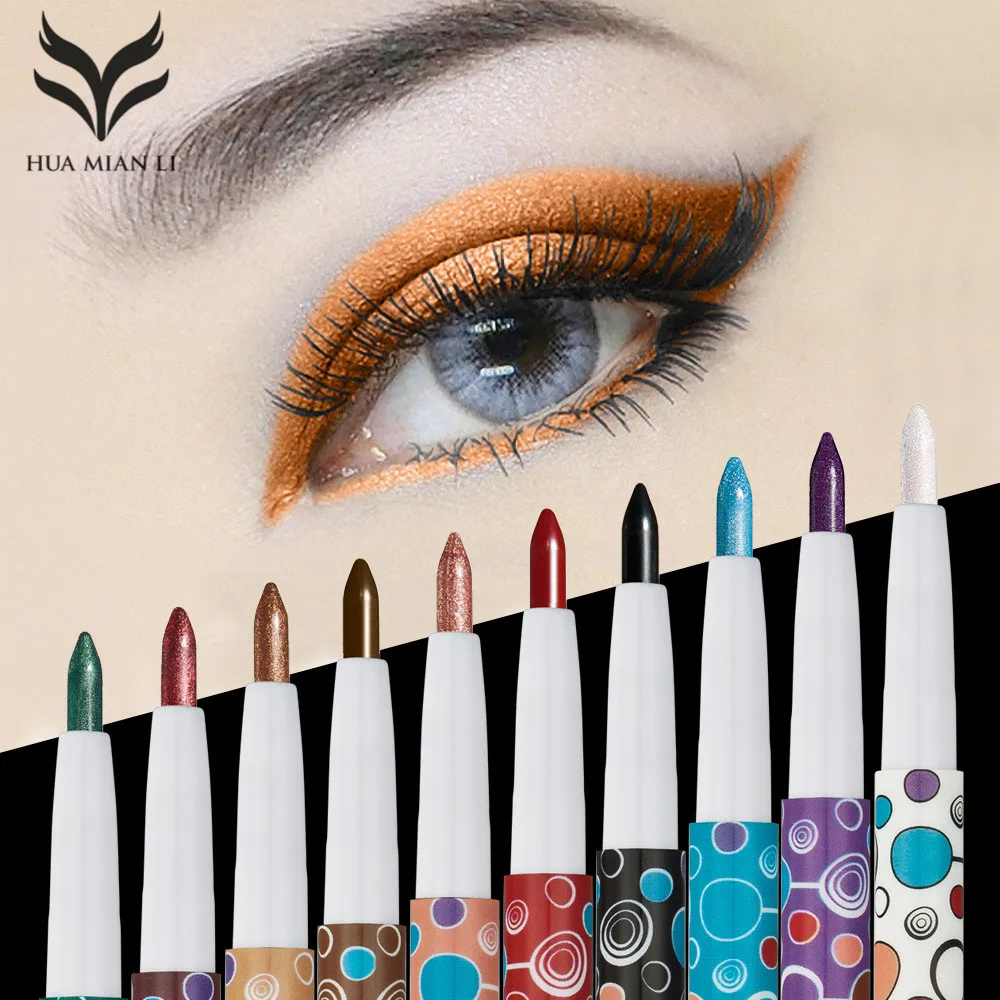 HUAMIANLI 10 Colors Eye shadow Pencil for Eye Waterproof Highlighter
