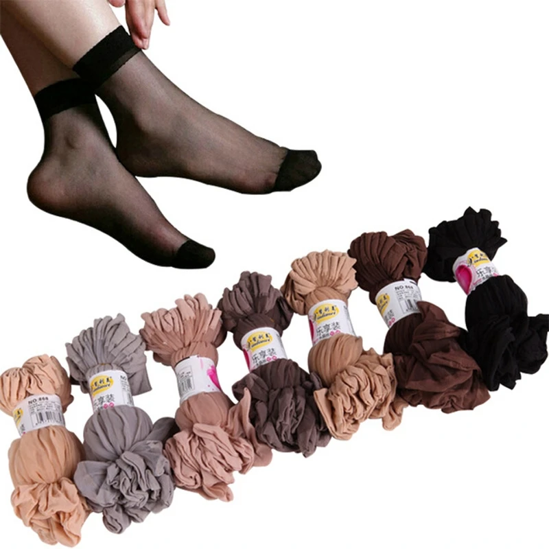 20 пар, летние женские носки, прозрачные шелковые короткие тонкие сексуальные черные летние носки для девочек