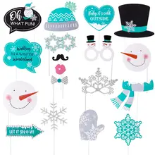 Silver Blue Photo Booth Prop Winter Let it snow Snowflake Holiday Wall Decoration Frozen Decor