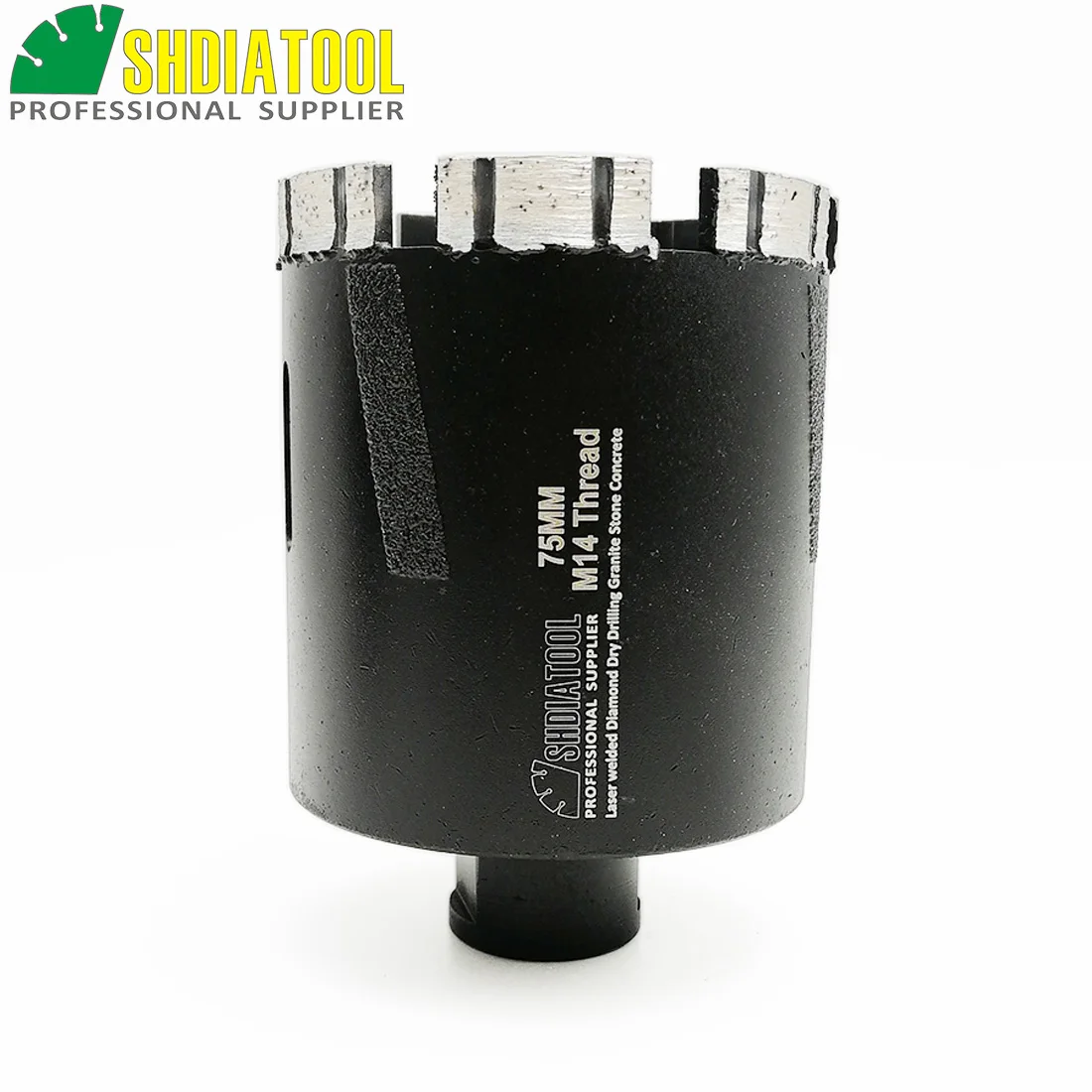 SHDIATOOL 1 шт. M14 Dia75mm Лазерная сварная Алмазная сухая бурильное сверло с боковым отверстием для защиты пилы твердого гранита шлифовальное долото