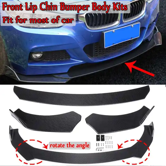 3 Piece Universal Car Front Lip Chin Bumper Splitter Diffuser
