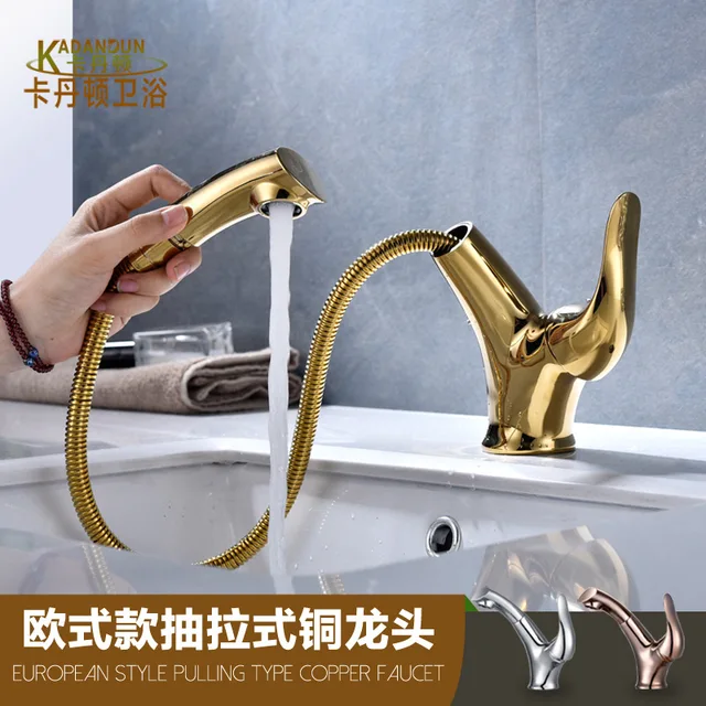 Deck Mount Swivel Kitchen Faucets Br Electroplate Rose Gold Deck Mount Swivel Kitchen Faucets Br Electroplate Rose Gold Silver Bathroom Faucet Pull Out Single Handle