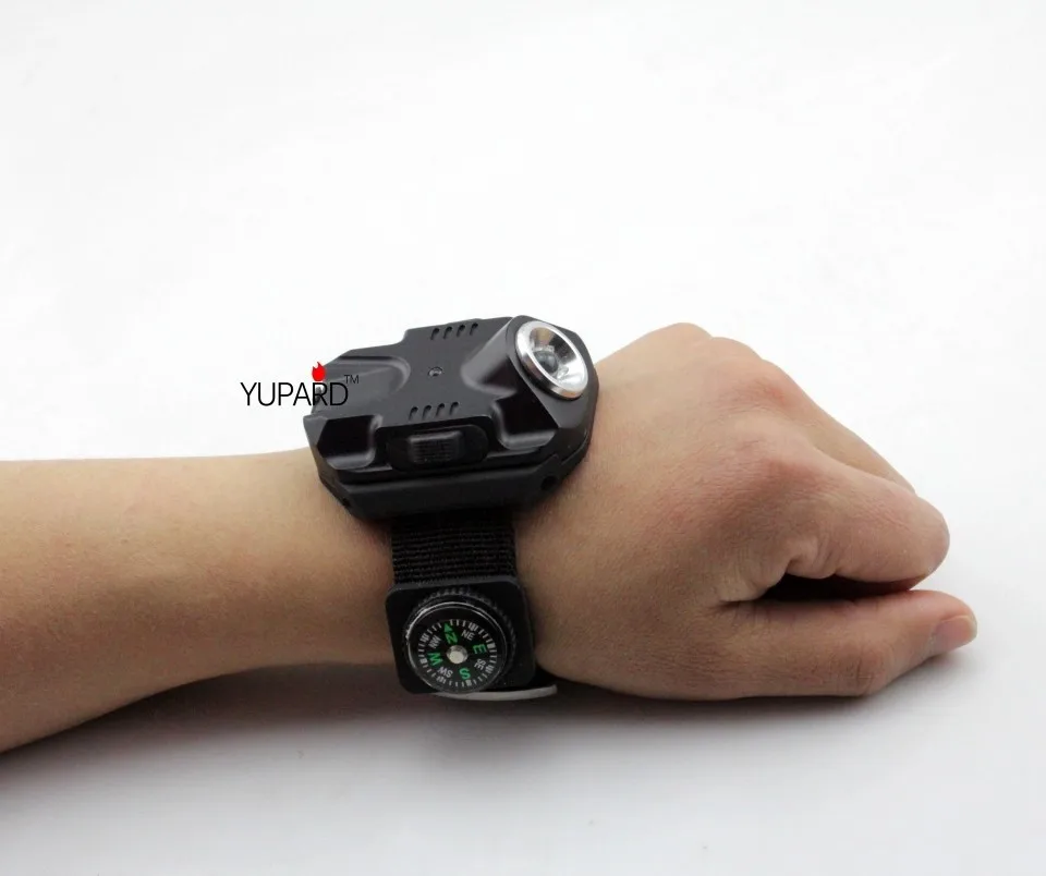 YUPARD Новое поступление Q5 светодиодный наручные часы перезаряжаемый фонарь зарядка через usb модель на запястье тактический фонарь