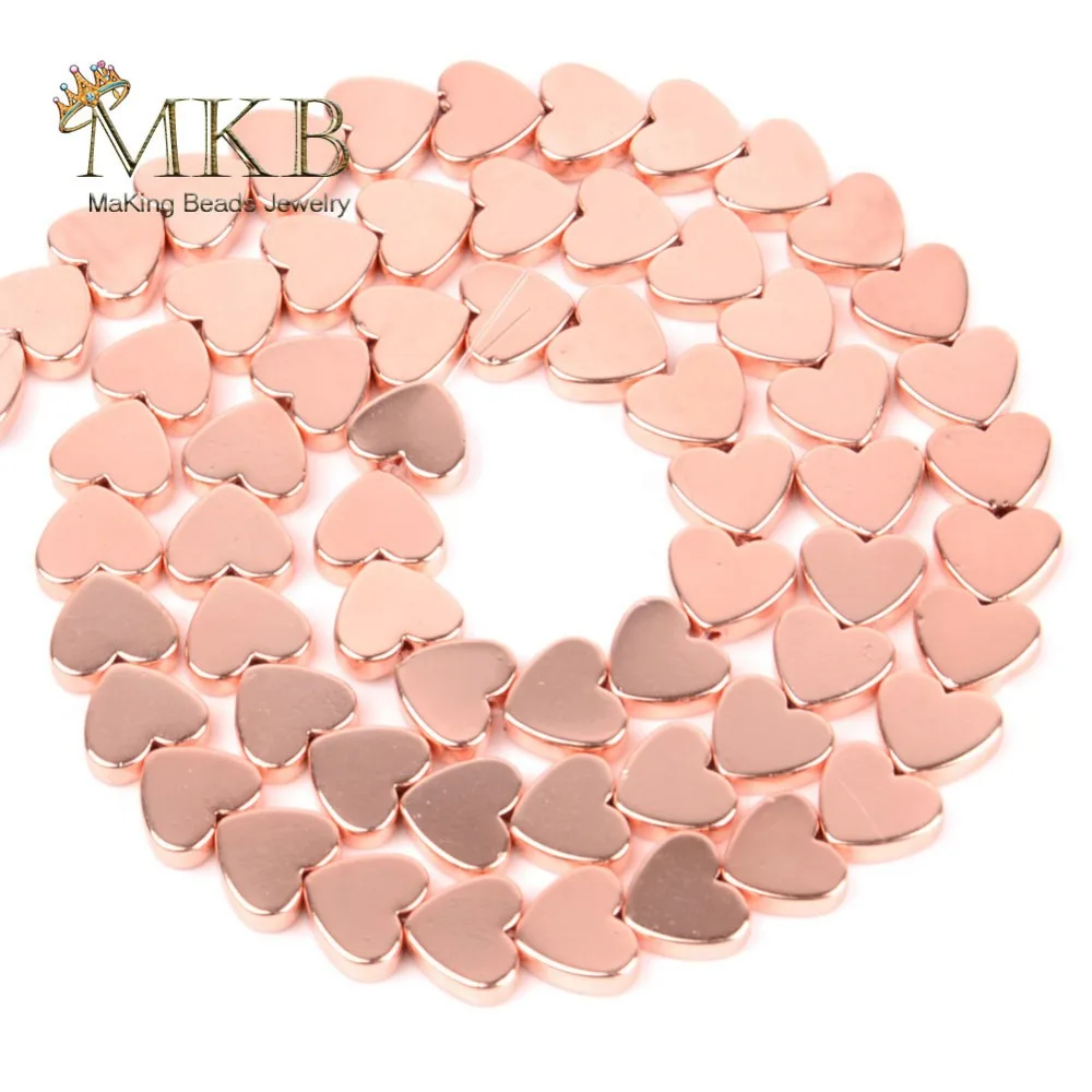 8 мм натуральный камень розовое золото гематит бусины в форме сердца для изготовления ювелирных изделий браслет ожерелье аксессуары оптом Perles