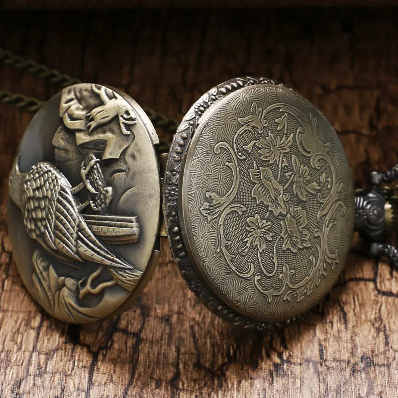 Ретро Eagle Hawk птица карманные часы Сеть кулон Цепочки и ожерелья брелок часы Для женщин Для мужчин Рождественский подарок Reloj De Bolsillo