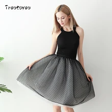 Винтажная кружевная Тюлевая Женская юбка в горошек, летняя плиссированная женская Юбка До Колена, Лолита faldas Saia Jupe