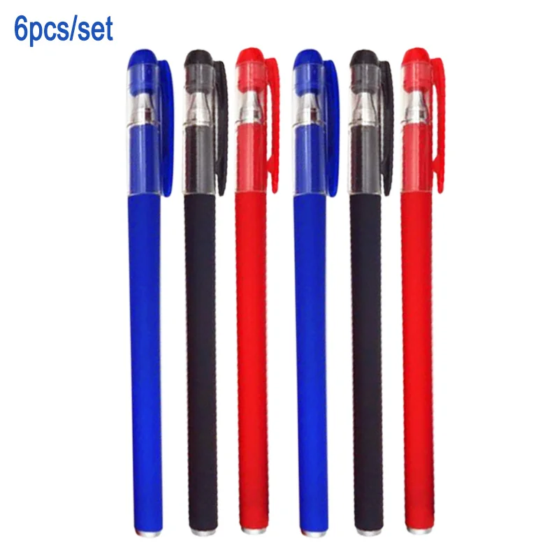 

DELVTCH 6pcs/set 0.5mm Office Gel Pen Needle tip Signature pen Handles Red Blue Black Ink Refill Rod School Supplies Stationery