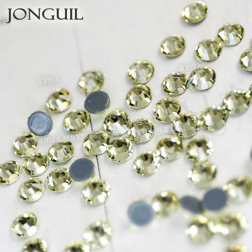 Jonguil стразы с плоской задней стороной, кристаллы горячей фиксации, блестящие стеклянные стразы исправление камней для рукоделия, художественные аксессуары для одежды