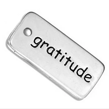 

Finish Antique Alloy Rectangle Hand Stamped Gratitude Words Charm