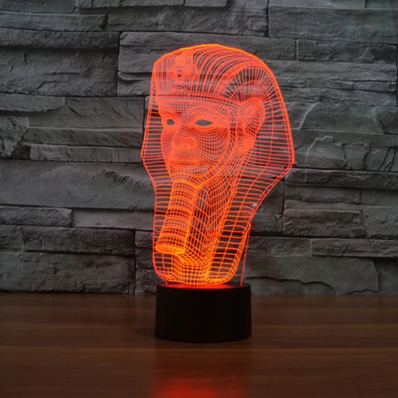 Бесплатная доставка Фантастический Дизайн 3D Pharaohs форма креативный Ночной свет прохладная лампа атмосфера Emotion Light как украшение дома