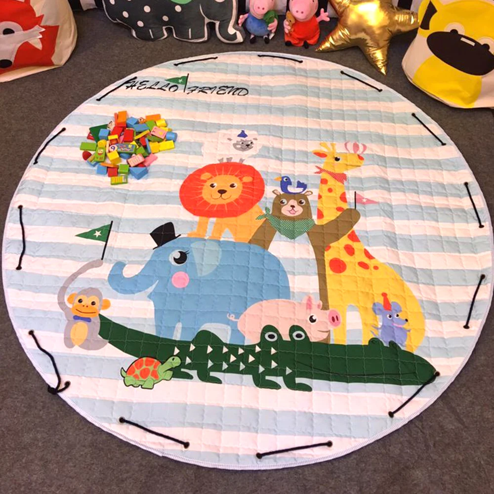 

Cartoon Toys Round Rugs Baby Play Mat Children's Carpet Developing Mat For Children Playmat Cotton Infant Carpet Storage Bag Toy