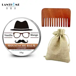 Lanthome натуральный масло для бороды кондиционер борода Бальзам для бороды роста и органический усы Бальзам для бороды укладки с расческой