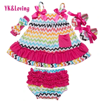 

Striped Newborn Ruffles Bloomers Summer Style Briefs Sling Bat Infant With Bow Shoes 4 pieces Girls Baby Clothing Hot Selling