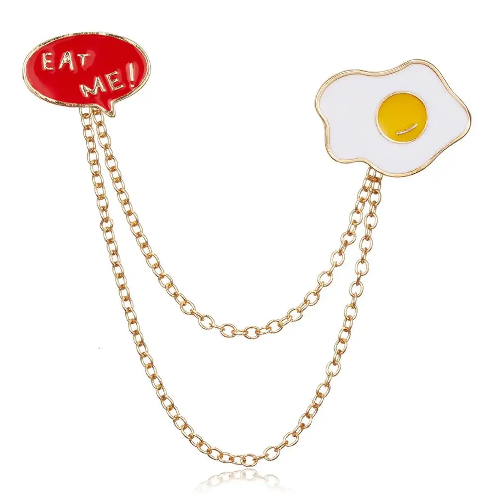 Rinhoo Poached Egg Earth молния рубашка джинсовые нагрудные Броши белые облака вулкан Двойная Цепочка для женщин и мужчин значки красивые шпильки - Окраска металла: 1