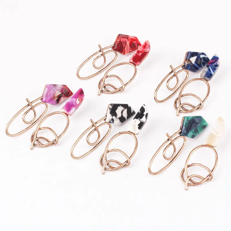 

2019 Korean Earrings Fashion Geometric Resin Dangle Drop Earrings For Women Metal Hanging Earings Jewelry Gifts