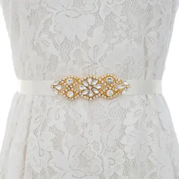 

Luxury Silver Rhinestone Wedding Belt Rhinestone Ribbon Bride Belt For Wedding Party Dress S102G