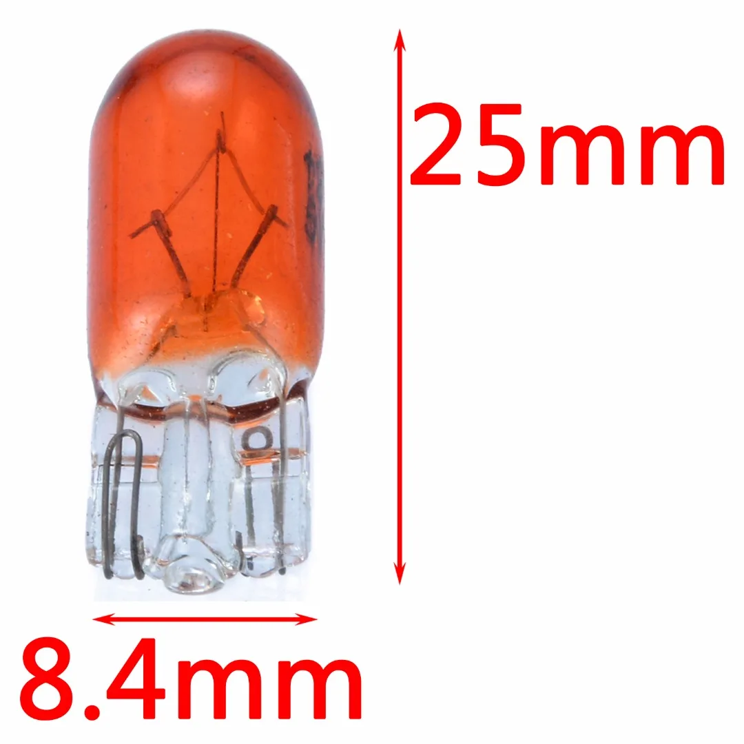 10pcs/set T10 W5W 194 Amber Yellow 5W Halogen Bulb Signal Interior Car Light Lamp Car Light Source Parking Lamp