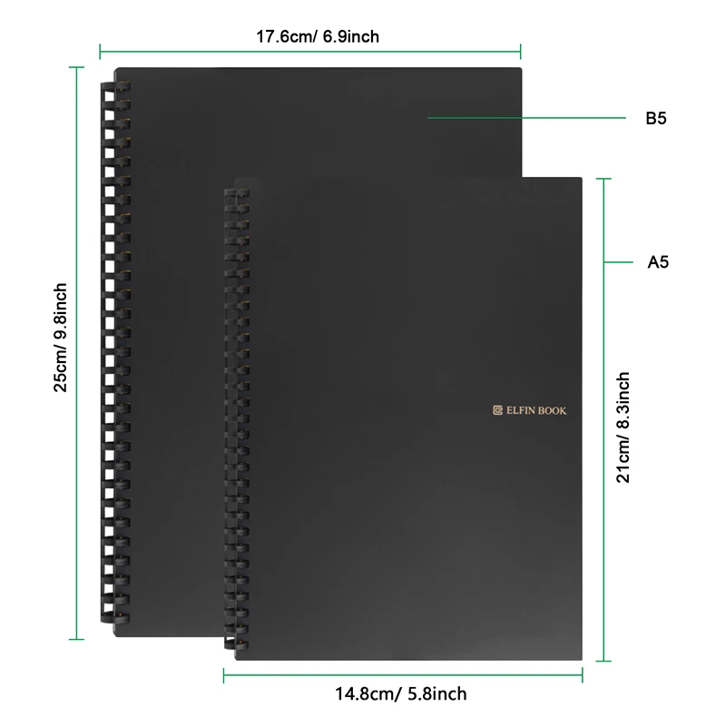 Elfinbook, умная многоразовая стираемая спираль, А5, блокнот, бумажный блокнот, Pocketbook, дневник, журнал, офис, школа, рисование, подарок