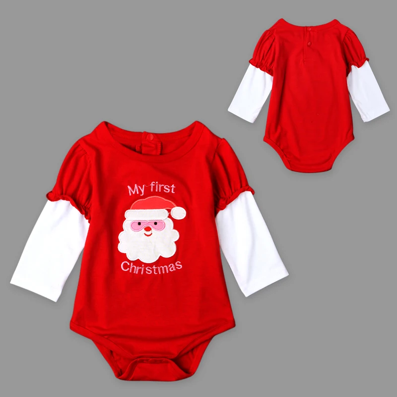 Christmas Baby Bodysuits Long Sleeve Newborn Jumpsuits Xmas Toddler