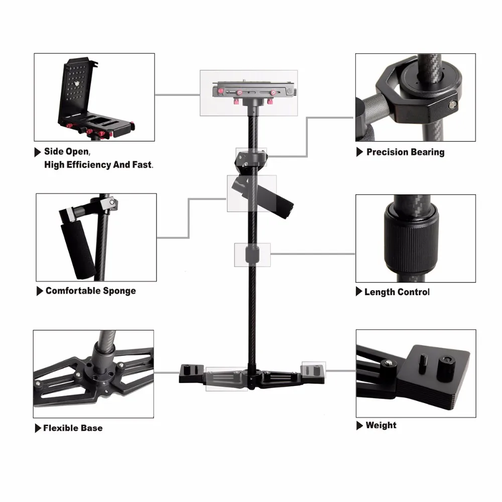 S700 Профессиональный Ручной Стабилизатор 2" углеродное волокно камера Steadicam для Canon Nikon sony DSLR видеокамера DV камера видео