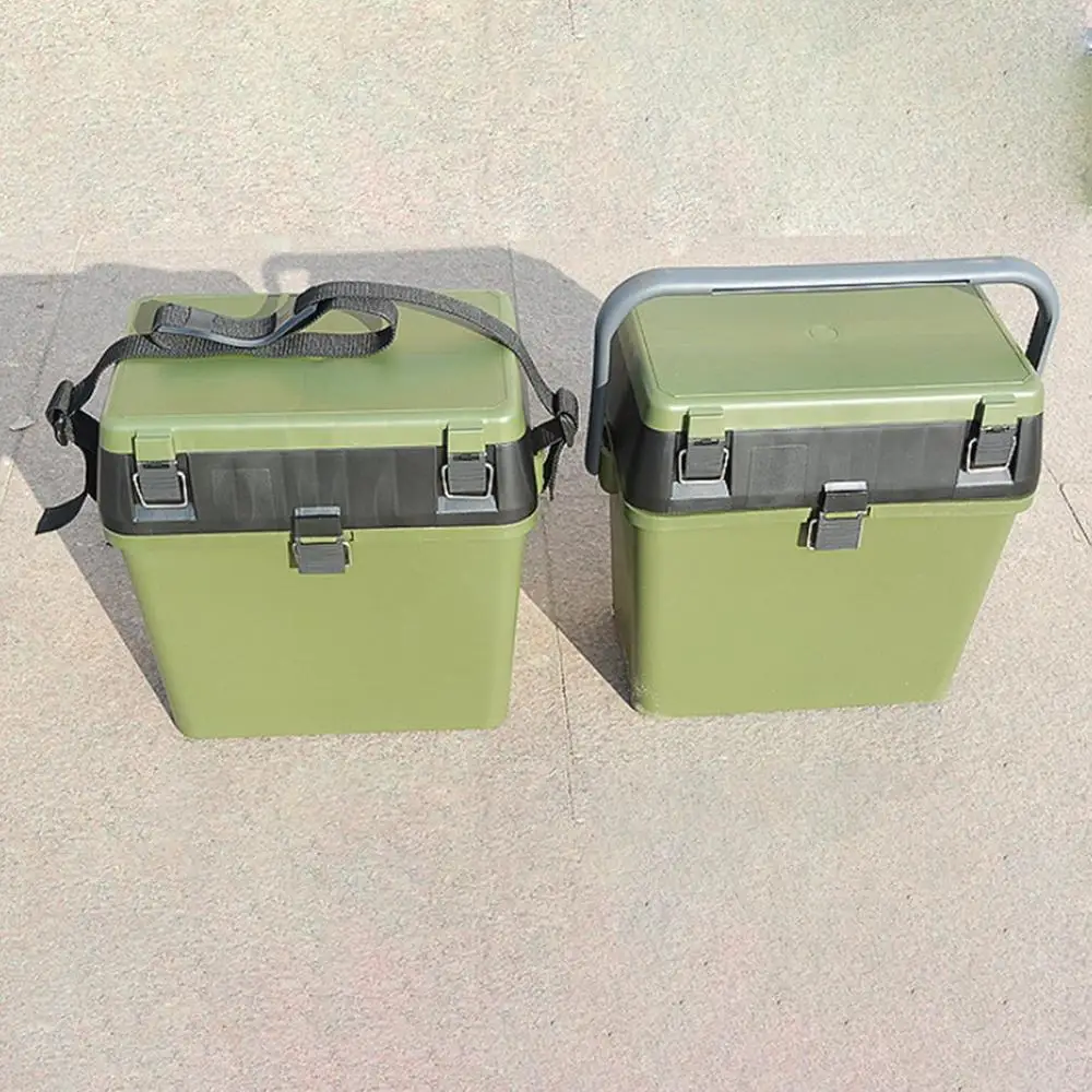 

Military Green Fishing Box Toolbox With Strap Hand Fishing With Fishing Gear Tool Box Seat Hand Withdrawal Button Design