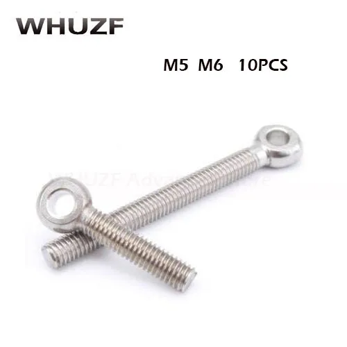 

10PCS 304 Steel Eye Bolt M5 M6mm Screw O Ring Head Axle Pin Split Pin Shaft Pin Dowel Bolt Nut Ball Hollow Head Connect Nnion