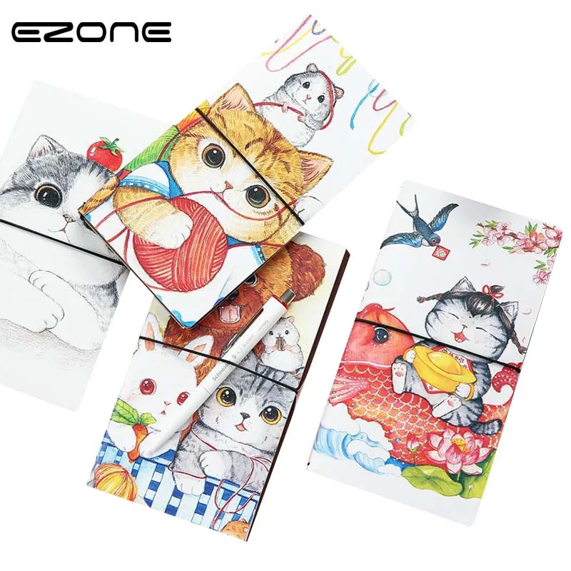 

EZONE 1PC Planner Notebook Cat Travel Journal Diary Book Exercise Composition Binding Note Notepad School Supplies Stationery