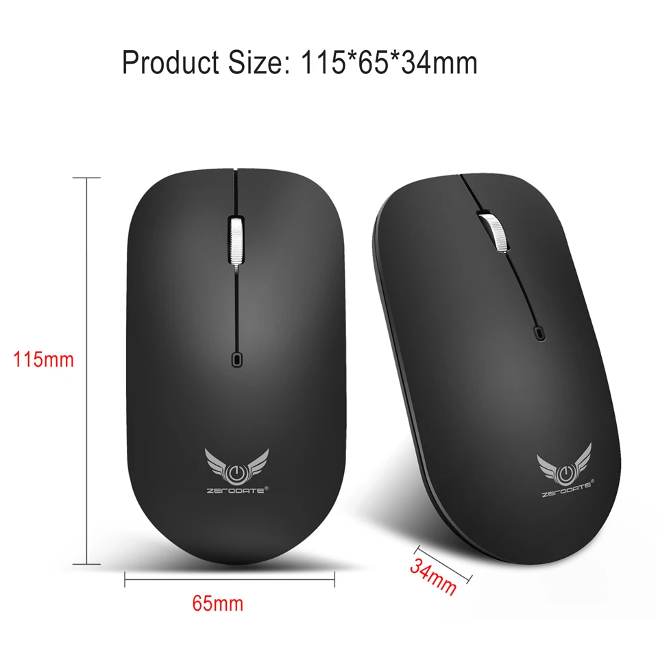 2,4G беспроводная мышь с двумя руками 2,4 ГГц 1600 dpi мышь Мини тонкая батарея питание мыши для ноутбука Бизнес офис