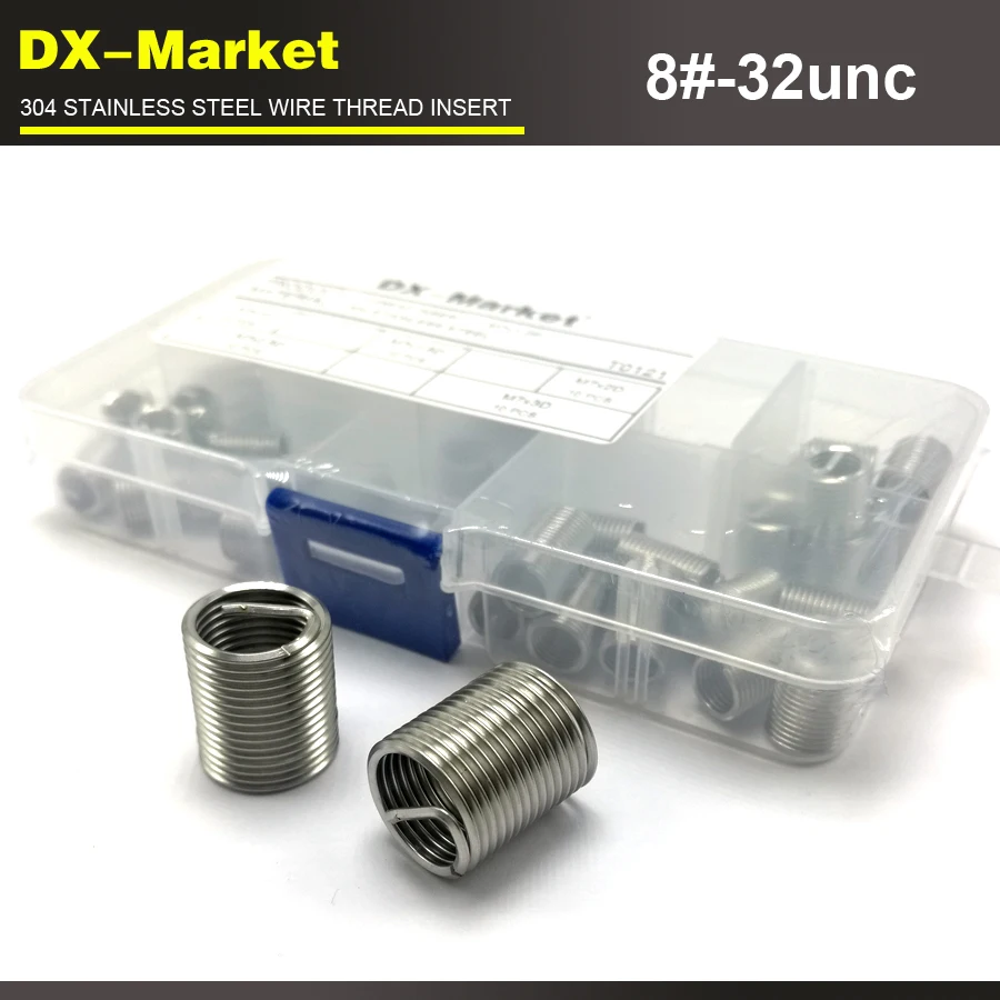 8 32unc wire thread insert kit , 5size 100pcs , 304 stainless steel