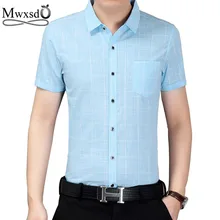 Mwxsd брендовая летняя Новинка, повседневная мужская клетчатая рубашка, мужская приталенная рубашка с коротким рукавом, Мужская мягкая дышащая рубашка camisa masculina