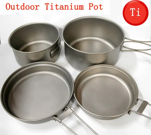 2 3 people titanium cookware set titanium camping pot