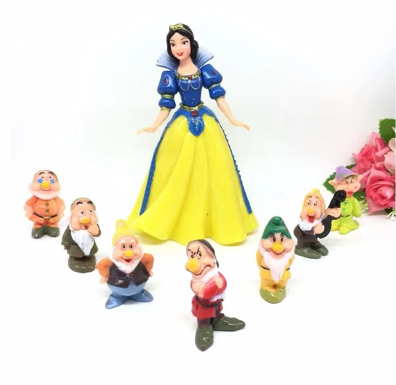 

[Temila] 8Pcs/lot Cute Snow White (15cm) and 7 Dwarfs (5cm) PVC Action Figure princess doll Model collection Toy kids baby gift
