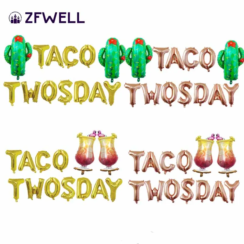 ZFWELL 13 шт./лот Золотой Серебряный кактус Кубок буквы &quotTACO TWOSDAY&quot алюминиевый