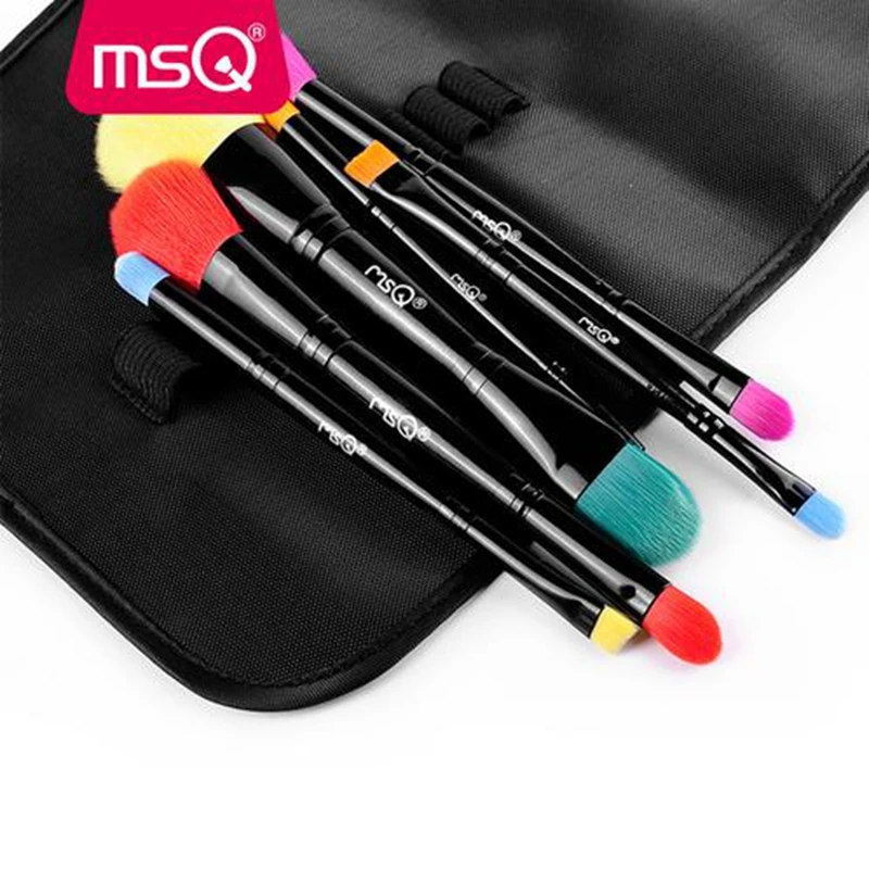 MSQ 6pc Makeup Brushes Set Blush Eyeshadow Foundation Brush With Canvas Bag For Travel Beauty Cosmetic Brush Kits Synthetic Hair блеск для губ msq 6 cristal led msq cc01 6