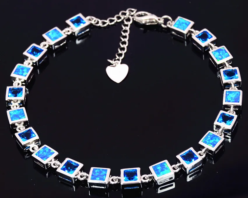 И розничная Мода 7,0 дюймов тонкий синий огонь браслет из опала 925 ювелирные изделия из серебра для женщин_ DSC3191