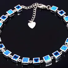 И розничная Мода 7,0 дюймов тонкий синий огонь браслет из опала 925 ювелирные изделия из серебра для женщин_ DSC3191