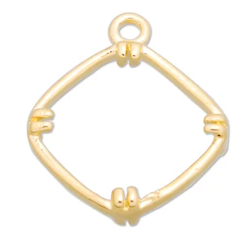 

Fashion Gold Plated Pendant Frame Findings Square Faceted Connector For Jewelry Making Bracelet Charm, 12*12 mm-C2548