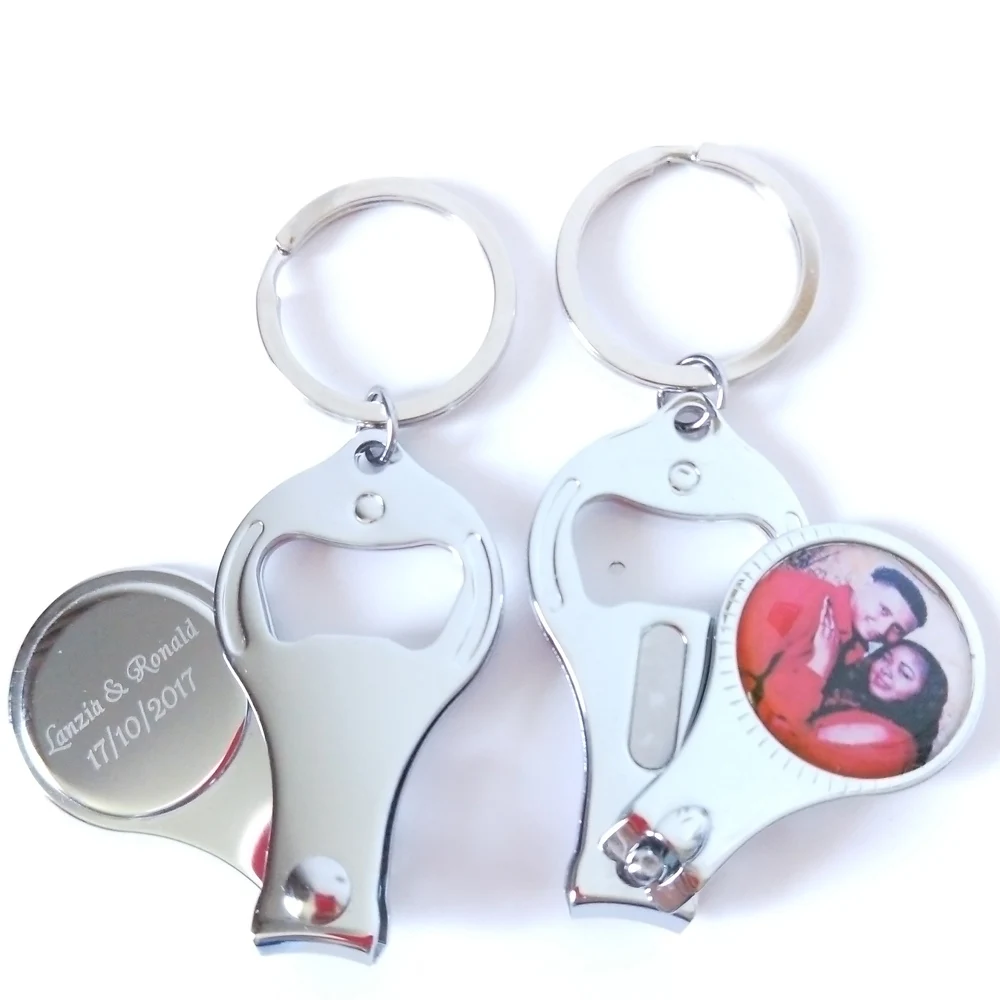 

100Pcs Personalized Wedding Gift With Photo Customized Birthday Party Favor Multifunctional Bottle Opener/Keychain/Nail Clippers