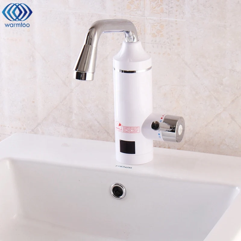

3000W Electric Water Heater Faucet Kitchen Instant Fast Heating White Digital Display Leakage Protection 220V-250V