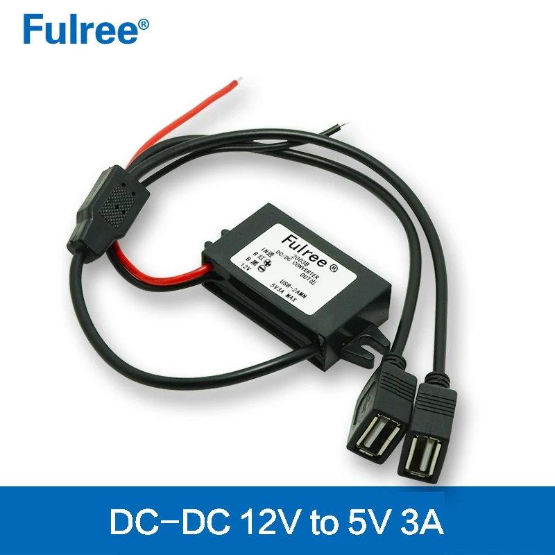 

car charger DC-DC converter 12V to 5V step down buck module double USB output free shipping