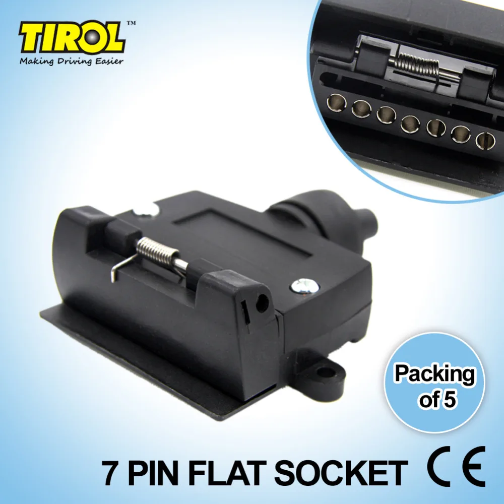 

TIROL T21613d New 7-Pin Flat Trailer Socket Light Connector 12V 7 Way Female Trailer Adapter Caravan RV Boat Truck